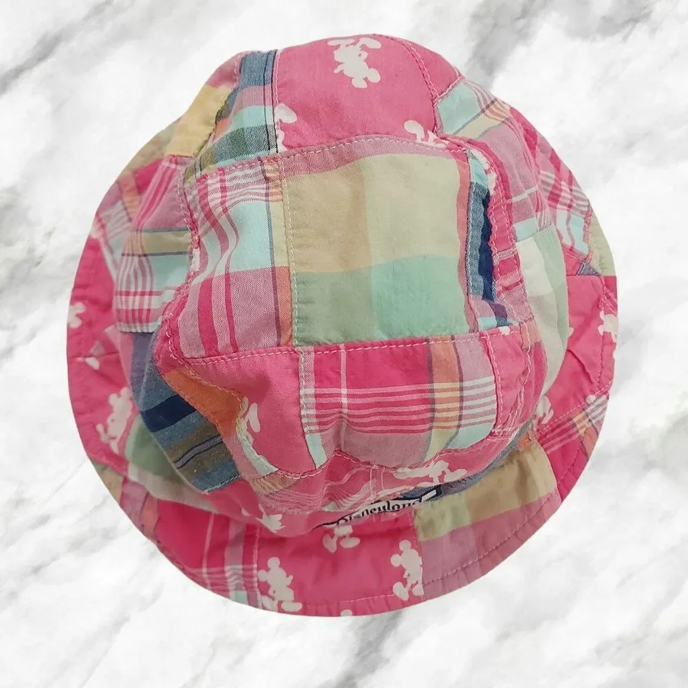 Disneyland Resort Junior One Size Mickey Mouse Pink Patchwork Fabric Bucket Hat